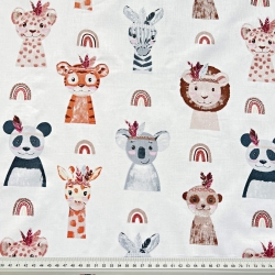 100% Baumwolle Indianerköpfe auf weißem Hintergrund  