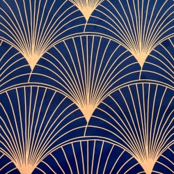 Baumwolle 100% orange-blau Fächer - 220cm  