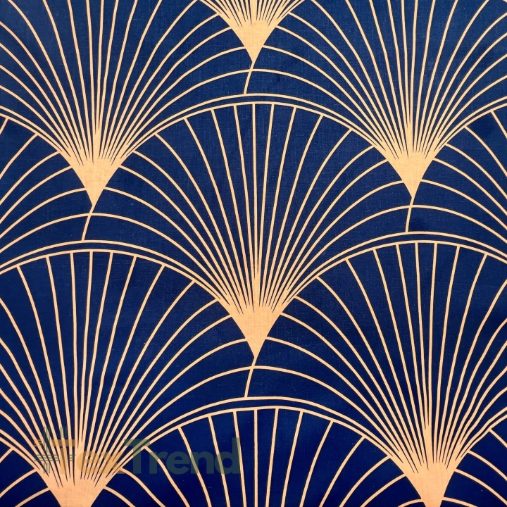 Baumwolle 100% orange-blau Fächer - 220cm  