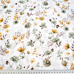 Baumwolle 100% Wiesenblumen gelb-grün  