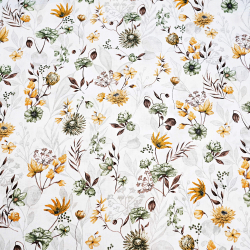 Baumwolle 100% Wiesenblumen gelb-grün  