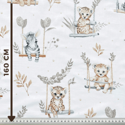 100% Baumwolle afrikanische Tiere beige auf Schaukeln  