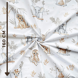 100% Baumwolle afrikanische Tiere beige auf Schaukeln  