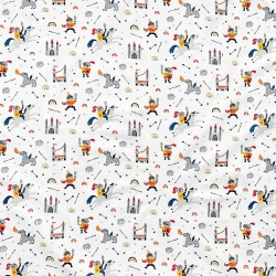 Baumwolle 100% Mini-Ritter auf weißem Hintergrund  