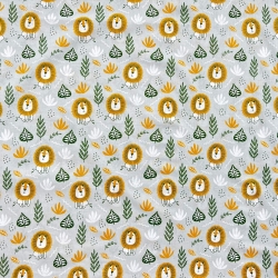 Baumwolle 100% Mini-Löwen auf grauem Hintergrund  