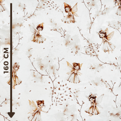 100% Baumwolle Elfen auf beige auf weißem Hintergrund  