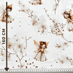 100% Baumwolle Elfen auf beige auf weißem Hintergrund  