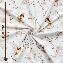 100% Baumwolle Elfen auf beige auf weißem Hintergrund  