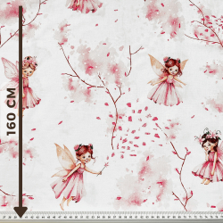 100% Baumwolle Elfen auf rosa auf weißem Hintergrund  