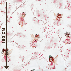 100% Baumwolle Elfen auf rosa auf weißem Hintergrund  