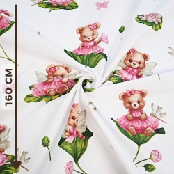 Baumwolle 100% Bären auf Seerosen  