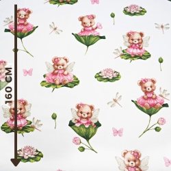 Baumwolle 100% Bären auf Seerosen  