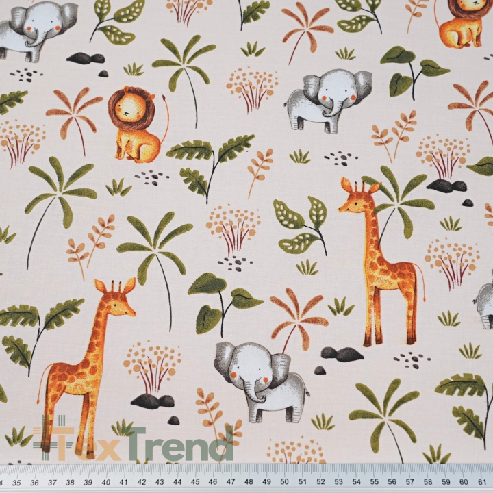 Baumwolle 100% afrikanische Tiere mini auf apricotfarbenem Hintergrund  