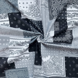 100% Baumwolle Patchwork schwarz-grau-weiß  