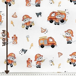 100% Baumwolle Feuerwehrbären auf weißem Hintergrund  