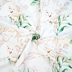 Baumwolle 100% Eukalyptusblätter Konturen auf weißem Hintergrund  