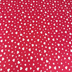 Baumwolle 100% kleine und große weiße Herzen auf amarantfarbenem Hintergrund  