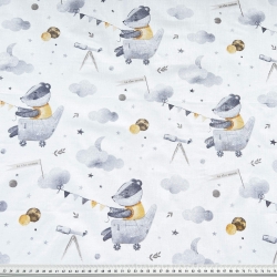 100% Baumwolle Tiere Dachs im Weltraum auf weißem Hintergrund  