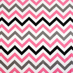 Baumwolle 100% Zickzack malve, grau und schwarz auf weißem Hintergrund  