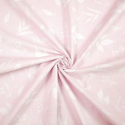 Baumwolle 100% weiße Blätter auf rosa Hintergrund  
