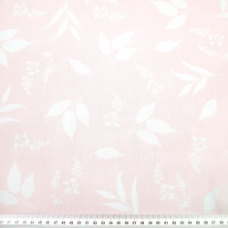 Baumwolle 100% weiße Blätter auf rosa Hintergrund  