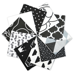 Patchwork-Stoffset 20 Stück 40 x 40 cm - schwarz-weiß