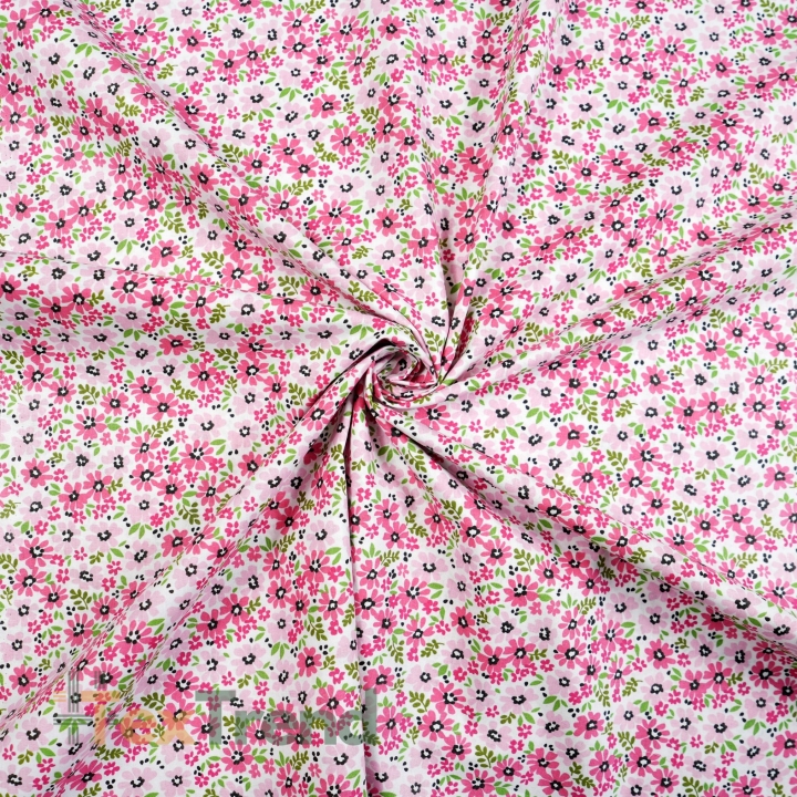 100% Baumwolle rosa Wiese auf weißem Hintergrund  