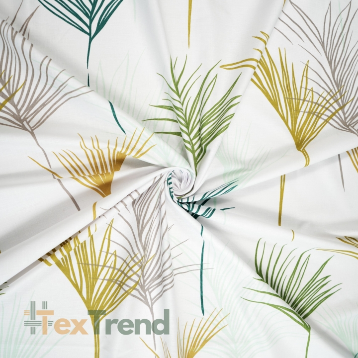 Baumwolle 100% olivgrüne Palmblätter  