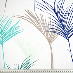Baumwolle 100% dunkelblaue Palmblätter  