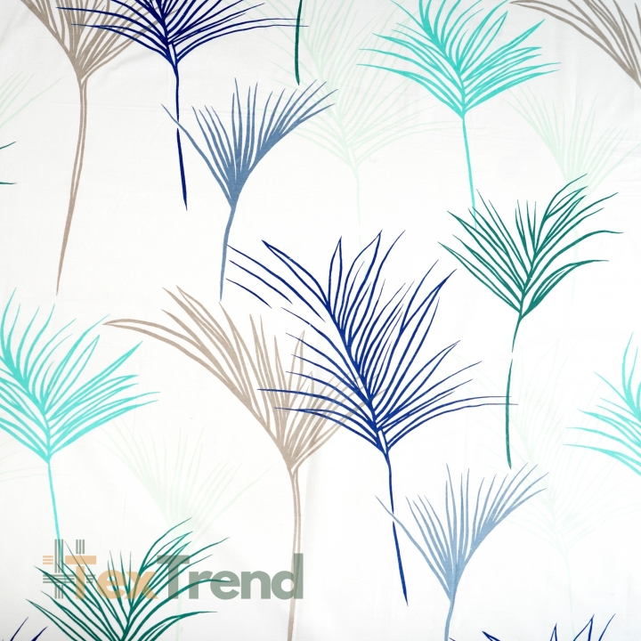 Baumwolle 100% dunkelblaue Palmblätter  