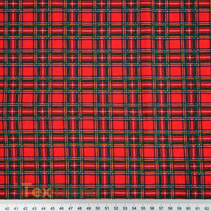 Jersey Strickstoff kariert rot-grün  