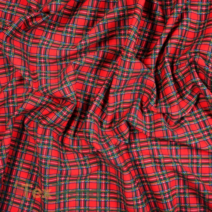 Jersey Strickstoff kariert rot-grün  