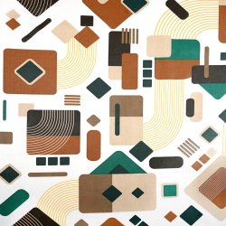 100% Baumwolle grün-braunes geometrisches Muster  
