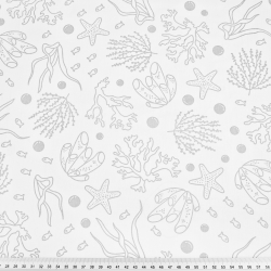 Baumwolle 100% graue Algen auf weißem Hintergrund  