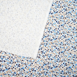 Flanell Wiese blau-navy auf weißem Hintergrund  