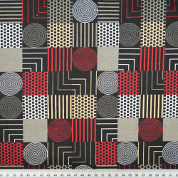 Baumwolle 100% Patchwork geometrisch mini schwarz-rot  