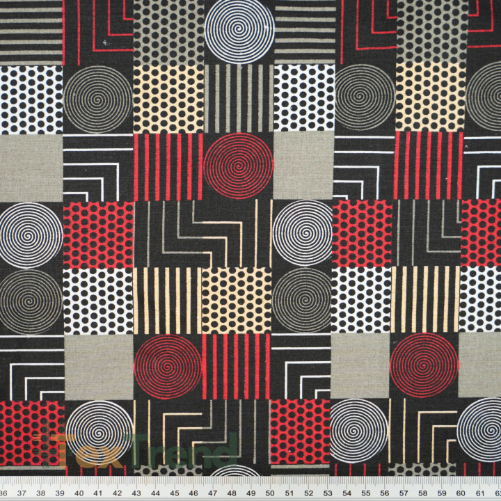 Baumwolle 100% Patchwork geometrisch mini schwarz-rot  