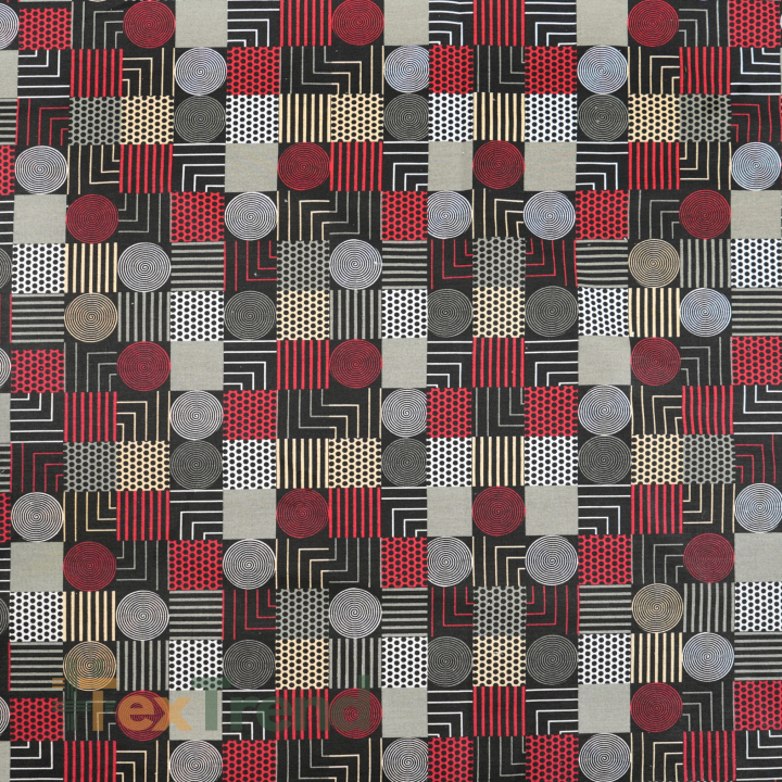 Baumwolle 100% Patchwork geometrisch mini schwarz-rot  