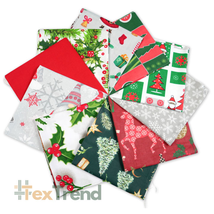 Patchwork-Stoffset 20 Stück 40 x 40 cm - Weihnachtsmuster  