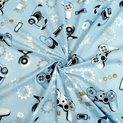 Baumwolle 100% Computerspiele auf hellblauem Hintergrund  