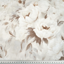 Baumwolle 100% beige Pfingstrosen  