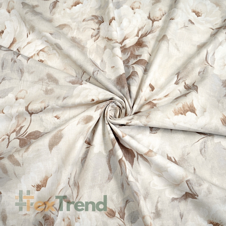 Baumwolle 100% beige Pfingstrosen  