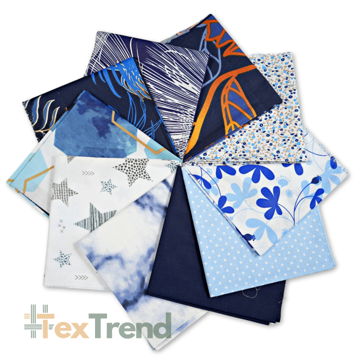 Patchwork-Stoffset 20 Stück 40 x 40 cm - blau/Erwachsene  