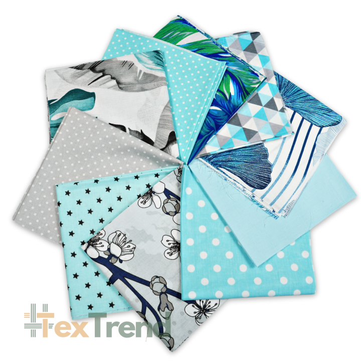 Patchwork-Stoffset 20 Stück 40 x 40 cm - blau/Erwachsene  