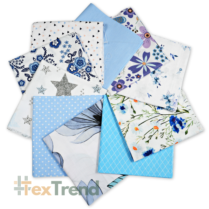 Patchwork-Stoffset 20 Stück 40 x 40 cm - blau/Erwachsene  