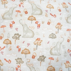 Baumwolle 100% große Elefanten auf beige-grauem Hintergrund  