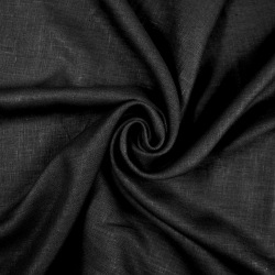 100% Leinen Bekleidungsstoff schwarz (Black) sanforisiert und weich - 185g - (13)