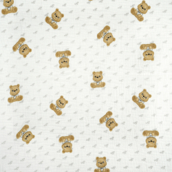 Musselin Double Gauze mit bedruckten Teddy-Bären in Beige