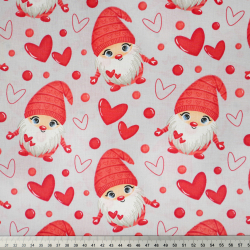 100% Baumwolle Gnome mit Herzen auf grauem Hintergrund