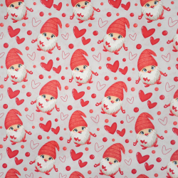 100% Baumwolle Gnome mit Herzen auf grauem Hintergrund